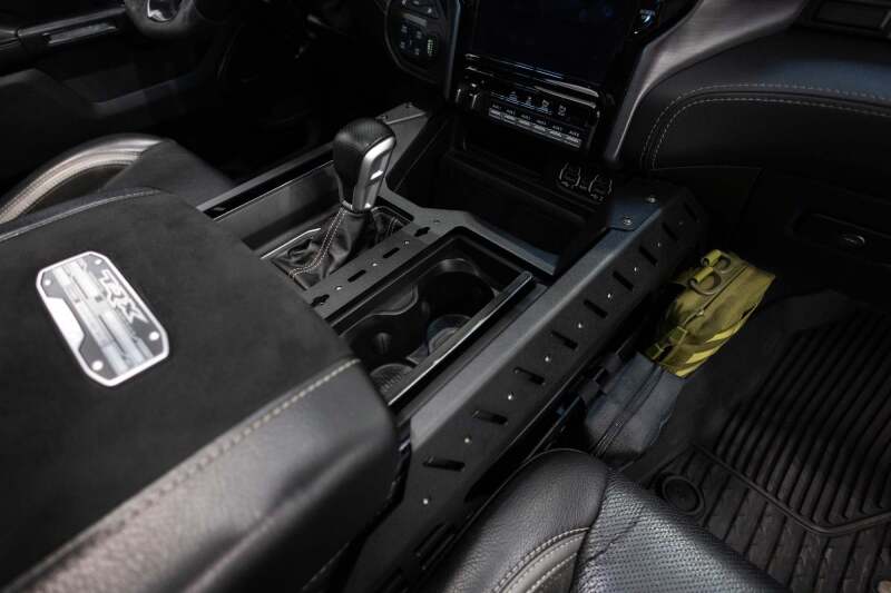 RAM 1500 TRX Center Console Molle Panels & Digital Device Bridge - Addictive Desert Designs - Hammer Black - `21-`27